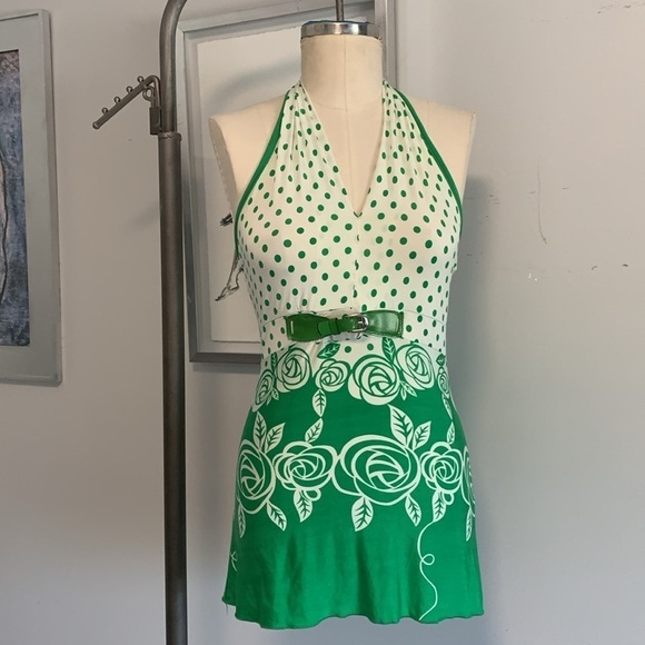 Vintage Vanilla Ice Polka Dot and Floral Halter - Picture 2 of 6
